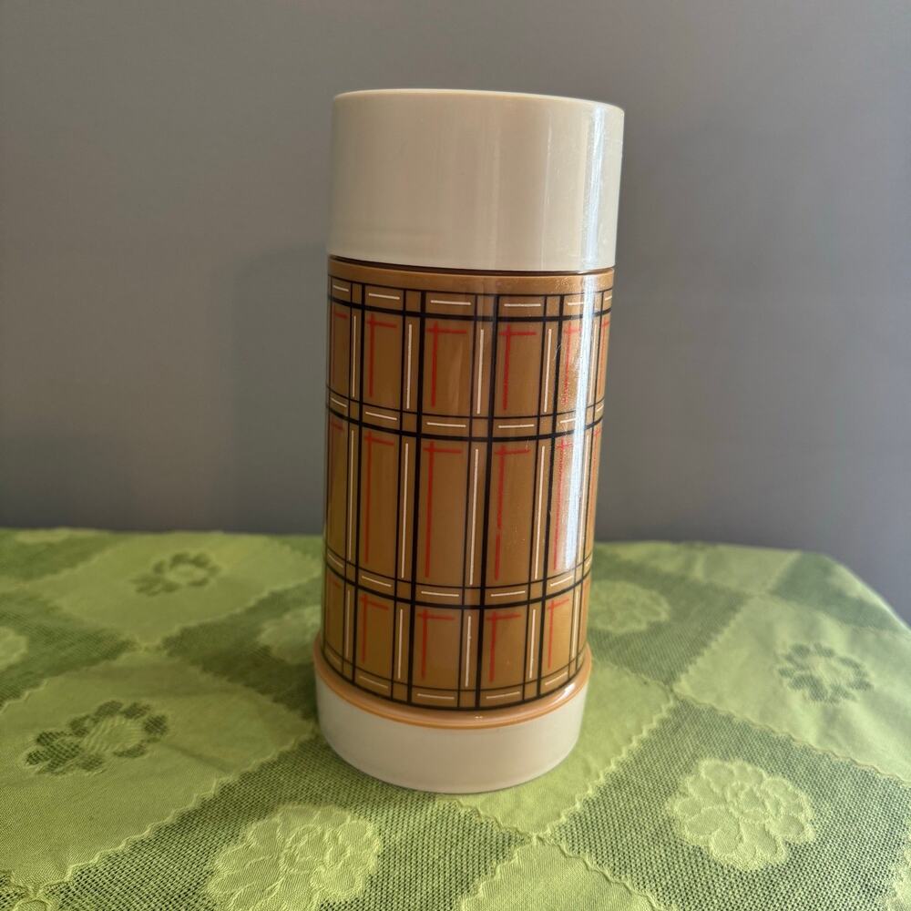 Aladdin WM4020 Vintage Brown Plaid 10 oz Best Buy Wide Mouth Thermos Bottle USA